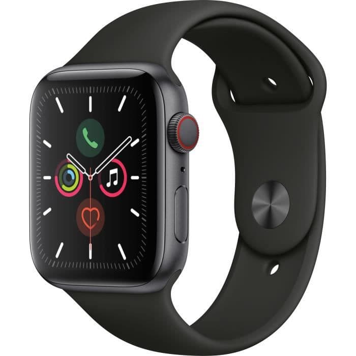 Apple Watch Series 5 Cellular 44 mm pladsgrå aluminiumskasse med sort sportsrem - M / L