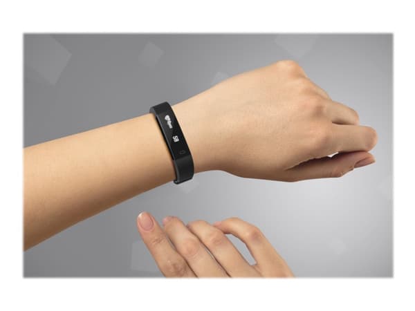 Hama "Fit Track 1900" - Svart - aktivitetspårare med armband - handledsstorlek: upp till 240 mm - display 0.86" - monokrom - Bluetooth - 19 g  - svar