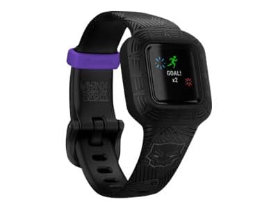 Garmin vivofit jr. 3 - Marvel Black Panther - aktivitetssporer med bånd - silikon - svart - håndleddstørrelse: 130-175 mm - Bluetooth - 25 g
