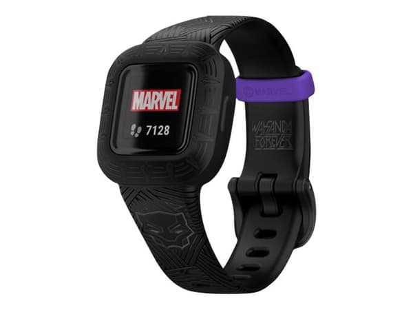 Garmin vivofit jr. 3 - Marvel Black Panther - aktivitetssporer med bånd - silikon - svart - håndleddstørrelse: 130-175 mm - Bluetooth - 25 g Sort