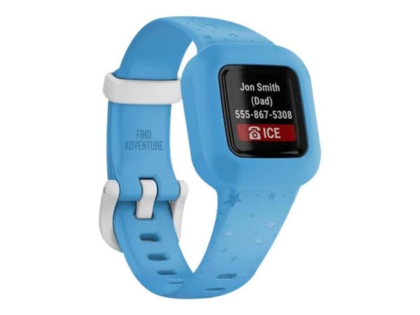 Garmin vivofit jr. 3 - Aktivitetssporer med bånd - silikon - blue stars - håndleddstørrelse: 130-175 mm - Bluetooth - 25 g