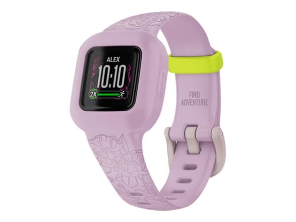 Garmin vivofit jr. 3 - Aktivitetssporer med bånd - silikon - floral pink - håndleddstørrelse: 130-175 mm - Bluetooth - 25 g