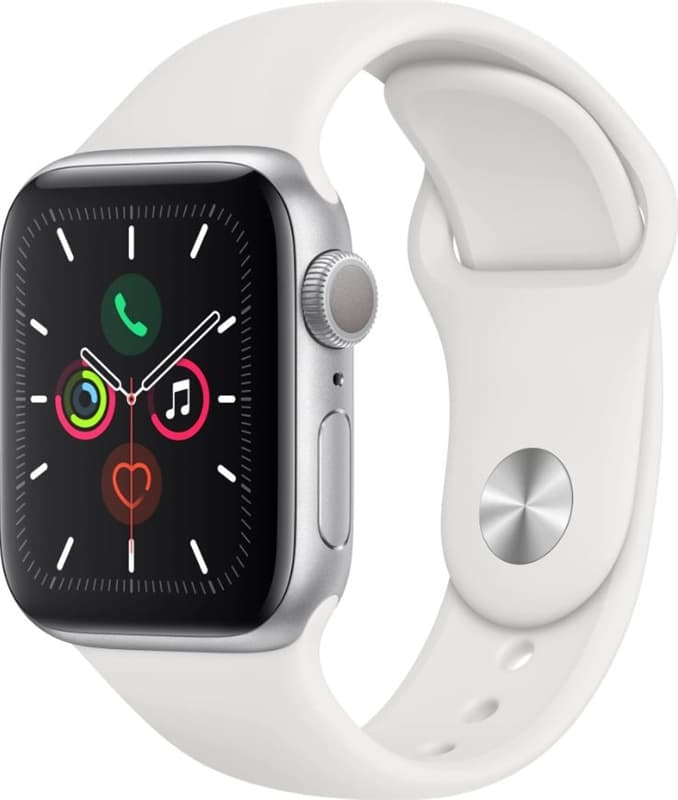 Apple Watch Series 5 44mm (silver aluminium case & white sportband)