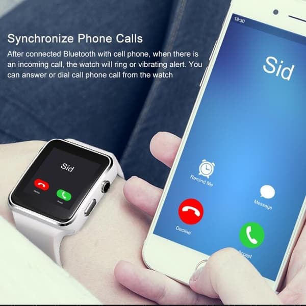 X6 Smartwatch med Kamera - Vit
