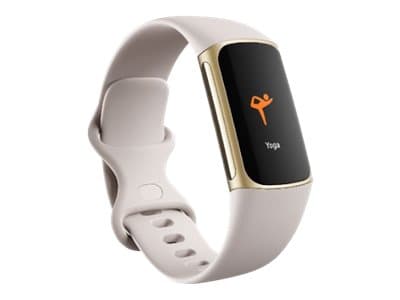 Fitbit Charge 5 - Soft gold rostfritt stål - aktivitetsmätare med infinity-band - silikon - lunar white - handledsstorlek: 130-210 mm - display 1,04"