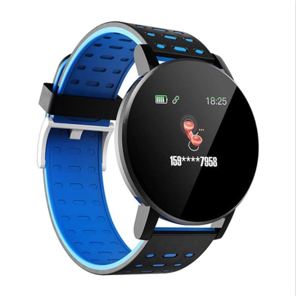 Bluetooth Smartwatch Blodtryksmåler Unisex og Fitness Tracker- USB-opladning - Blå
