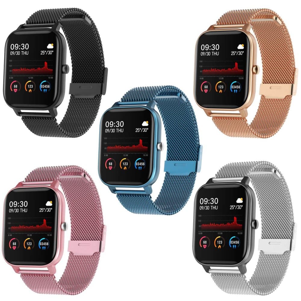 Stilren Smartklocka m Rostfritt Armband