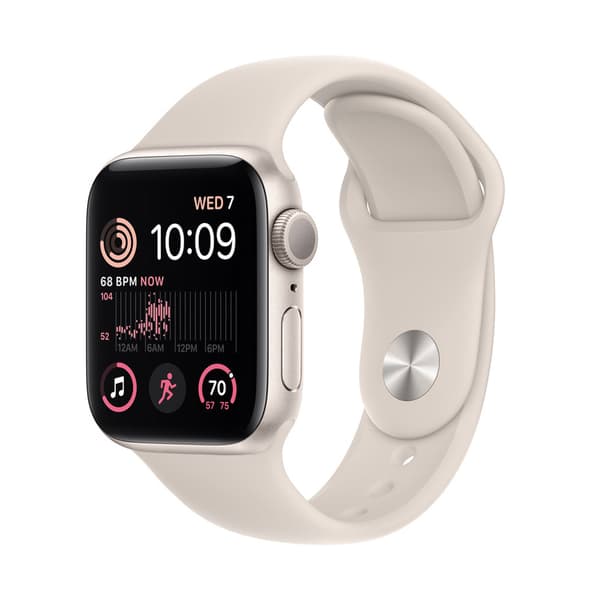 Apple Watch SE (2022) 44mm GPS Stjärnljus Aluminiumboett med Stjärnljus Sport Band