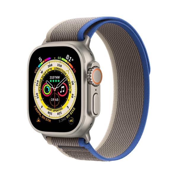Apple Watch Ultra GPS + Cellular 49mm Titanium Case med Blå/grå Trail Loop - M/L