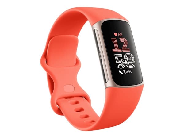 Fitbit Charge 6 - Champagne gold aluminium - aktivitetspårare med evighetsband - silikon - korall - Bluetooth, NFC - 37.64 g