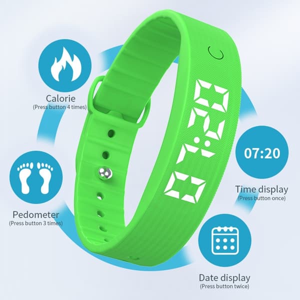 Smart armbånd vibrerende alarm søvnovervågning digitalt display - Grøn