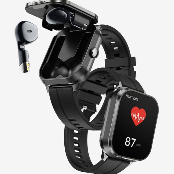 D8 Pro 2-i-1 Bluetooth Hörlurar & Smartklocka Health Monitoring Silikonrem