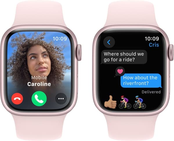Apple Watch Series 9 (GPS) 41 mm pink aluminiumskasse og pink sportsrem, M/L (MR943)