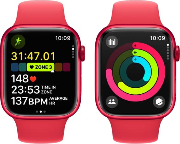 Apple Watch Series 9 (GPS) 45 mm röd (PRODUCT)RED aluminiumboett och rött (PRODUCT)RED sportarmband, S/M (MRXJ3)