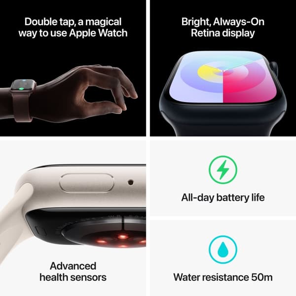 Apple Watch Series 9 (GPS) 45 mm röd (PRODUCT)RED aluminiumboett och rött (PRODUCT)RED sportarmband, S/M (MRXJ3)