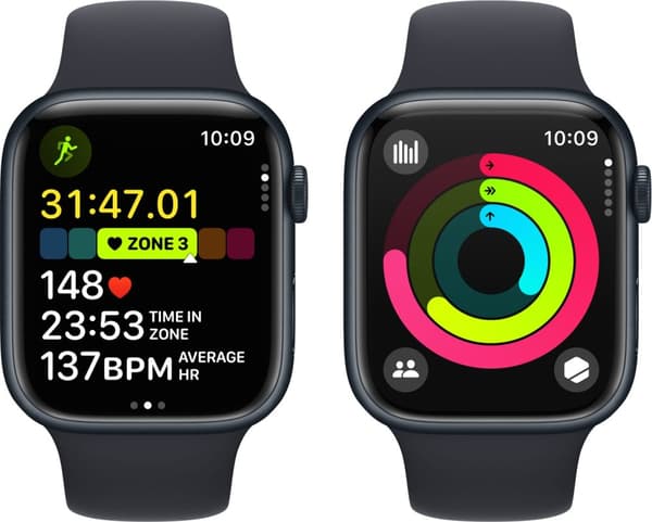 Apple Watch Series 9 (GPS) 45 mm midnattsblå aluminiumsdeksel og midnattsblå sportsrem, M/L (MR9A3)