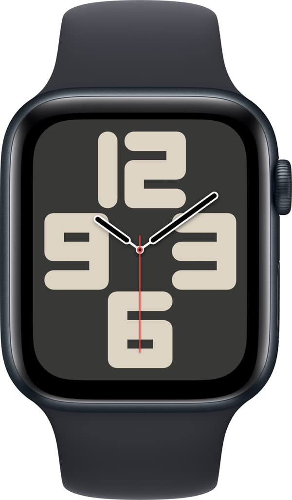 Apple Watch SE (GPS) 44 mm midnattsblå aluminiumsurkasse og midnattsblå sportsrem, M/L (MRE93)