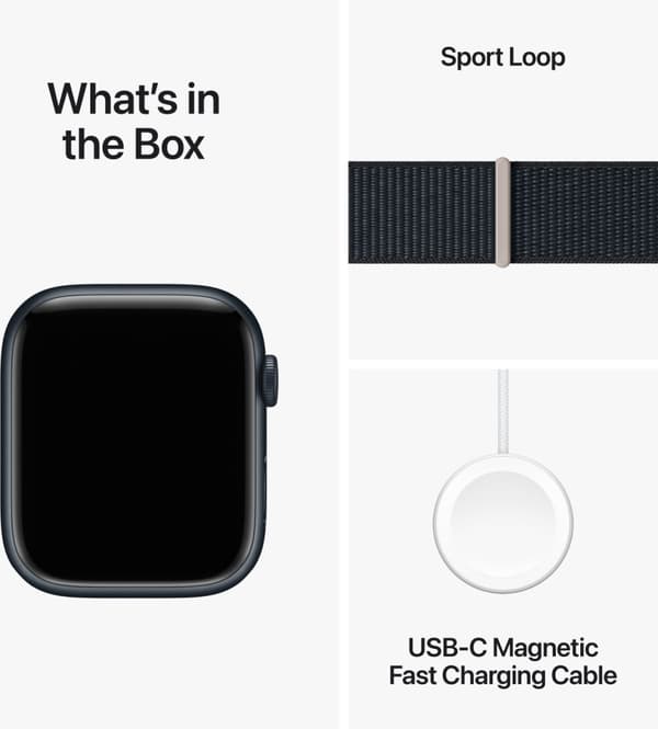 Apple Watch Series 9 (GPS + Cellular) 45 mm Midnight Blue aluminiumsdeksel og Midnight Blue Sport Loop-rem (MRMF3)