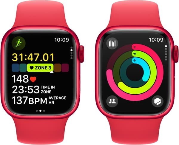 Apple Watch Series 9 (GPS + Cellular) 41 mm rød (PRODUCT)RED aluminiumskasse og rød (PRODUCT)RED sportsarmbånd, M/L (MRY83)