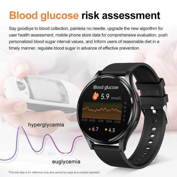 1,43-tommers AMOLED-skjerm Smartklokke – EKG, Pulsmåler, Bluetooth-samtaler – Svart