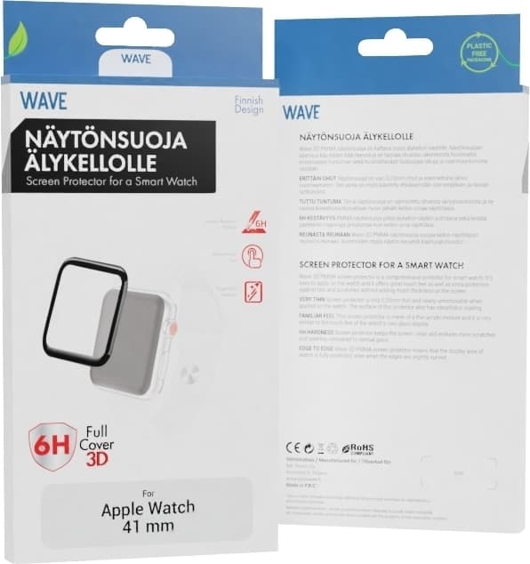 Wave 3D PMMA-skärmskydd för Apple Watch 41 mm, svart