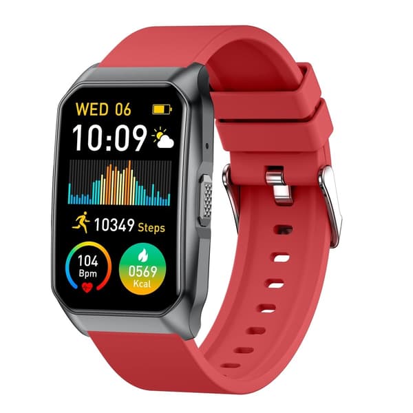 Smartklokke med Bluetooth-samtale Helsemonitor Fitnesstracker Smartklokke - Rød