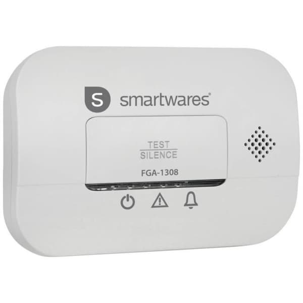 Batteridriven Smartwares FGA-13081 gasdetektor Kolmonoxidgas upptäckt Vit