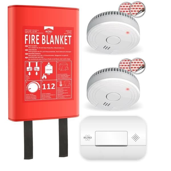 ELRO FF0404 Set med 2 CO-rökdetektorer med 1,2 m hårt skydd