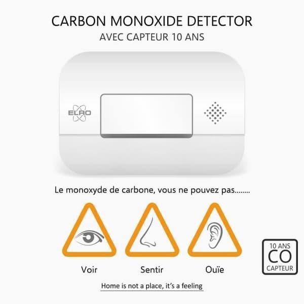 ELRO FF1840 Brandskyddssats - 2x rökdetektorer med magnetfäste - 5 batterier - &amp; kolmonoxiddetektor