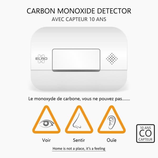 ELRO FC2702 kolmonoxiddetektor - 10 års sensor - EN50291-kompatibel