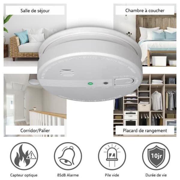 ELRO FS1105P rökdetektor - 230V - Nätanslutning - 5 års nödbatteri - 6 st