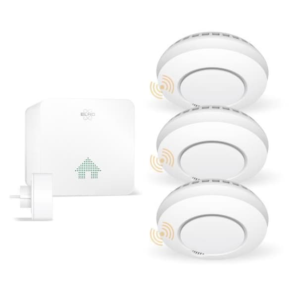 ELRO Connects SF500S Smoke Detector Kit - Komplett Kit K2 Connector + 3x trådlöst Smoke Detector Kit - Meddelar via smartphone