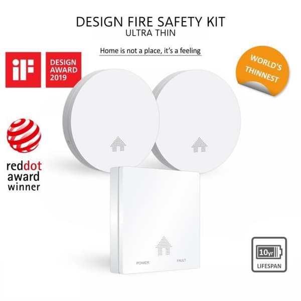 ELRO FF4610 Designer Fire Kit - 2X Slimline rökdetektor &amp; Slimline kolmonoxiddetektor