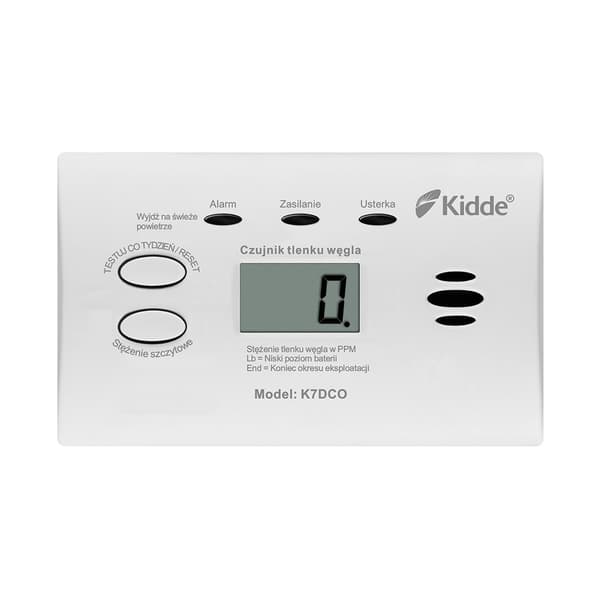 Kidde K7DCO hiilimonoksidianturi LCD-näytöllä