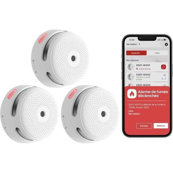 X-Sense Trådlös Röklarm med Utbytbart Batteri, 3-pack