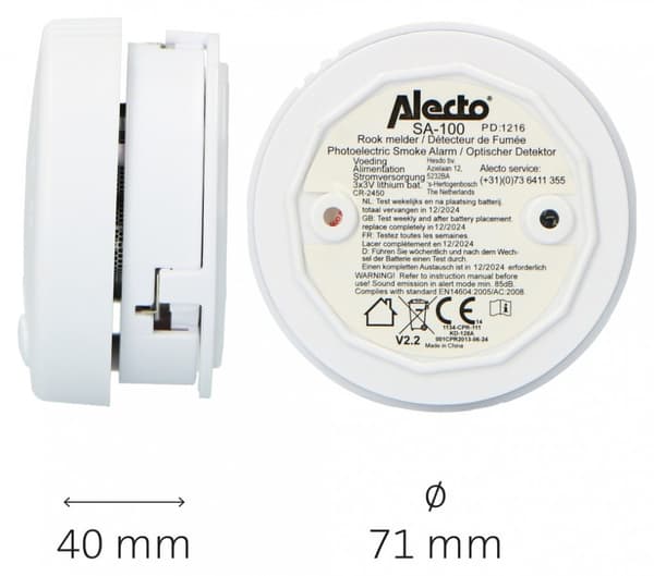 Mini røgdetektor Alecto SA-100