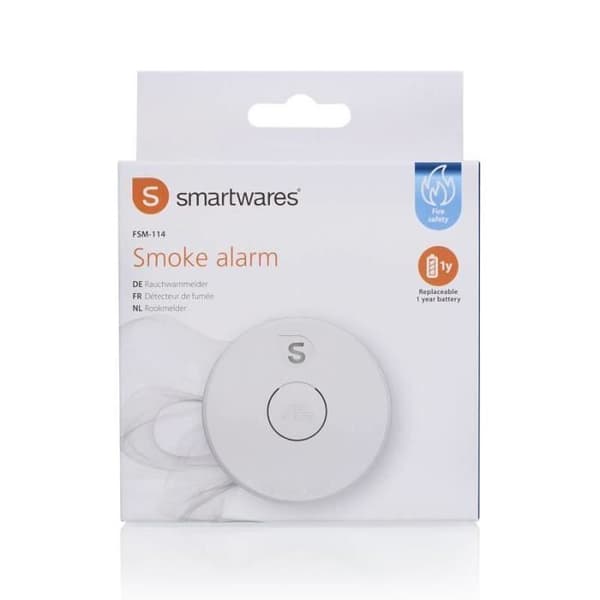 Röksensor - Smartwares - FSM-11410 - 85dB - Utbytbart batteri 1 år - Optisk