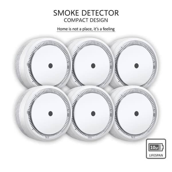 ELRO FS8010 Mini rökdetektor - Kompakt design - 10 års batteri - EN 14604 - 6 delar