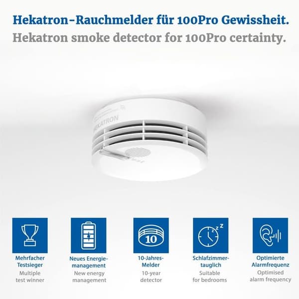 Hekatron - 31-5000049-03-01 - Genius Plus X Edition 2021 - Rökdetektor med radiomodul - 1 förpackning - Flerspråkig vit