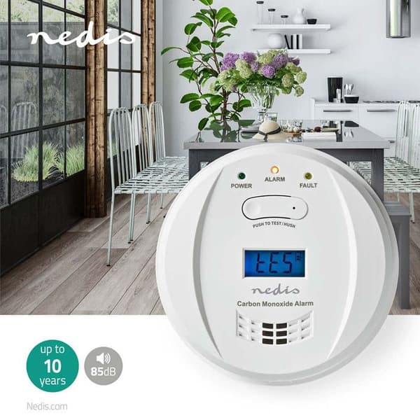 NEDIS Batteridrivet Kolmonoxidlarm 85 dB Vit