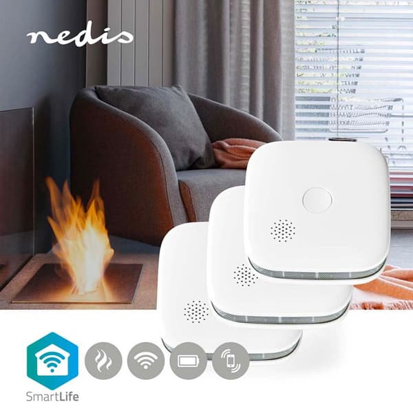 Röksensor - NEDIS - SmartLife - Trådlös - Smartphone-notifiering - Larm 85 dB