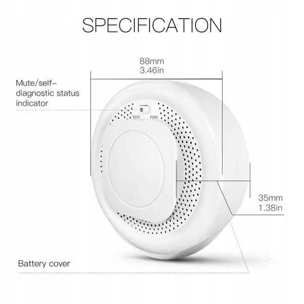 Smart Zigbee rökdetektor - MOES - Brandsäkert material - Smartphone-notifikationer - Ljudlarm