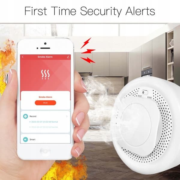 Smart Zigbee rökdetektor - MOES - Brandsäkert material - Smartphone-notifikationer - Ljudlarm
