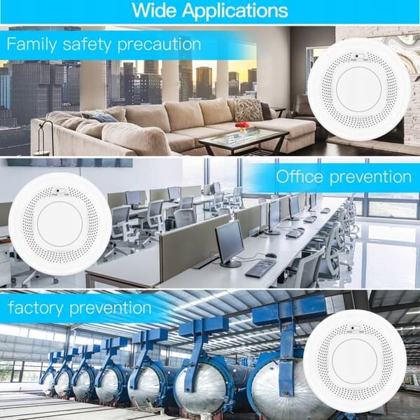 Smart Zigbee rökdetektor - MOES - Brandsäkert material - Smartphone-notifikationer - Ljudlarm