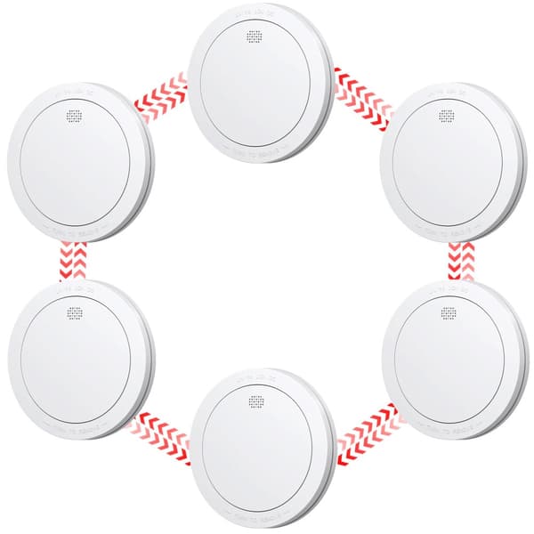 Trådløs Røgalarm, Sammenkoblet System, 10 Års Batteri,6 stk