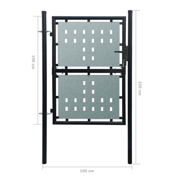 vidaXL hegnslåge enkeltdørs 100x250 cm sort