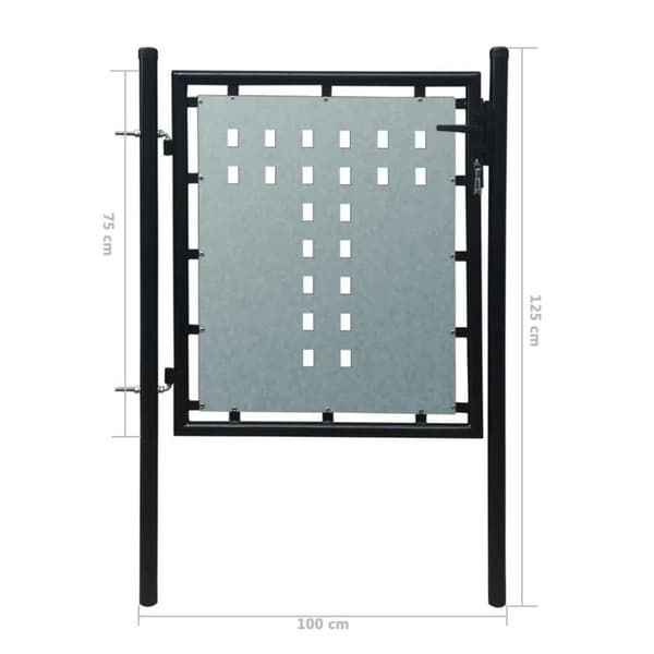 vidaXL hegnslåge enkeltdørs 100x125 cm sort