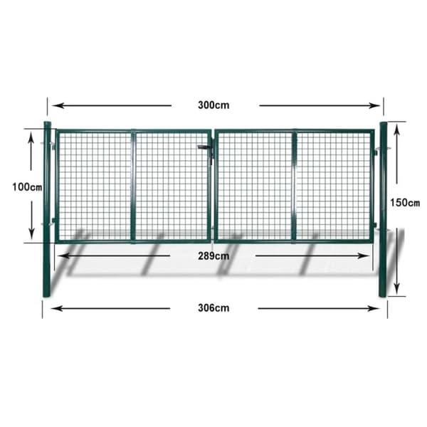 vidaXL havelåge 306 x 150 cm stål grøn