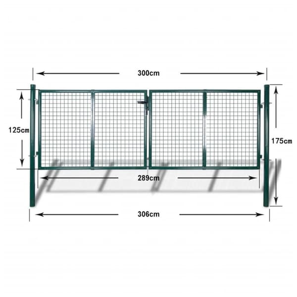 vidaXL havelåge 306 x 175 cm stål grøn