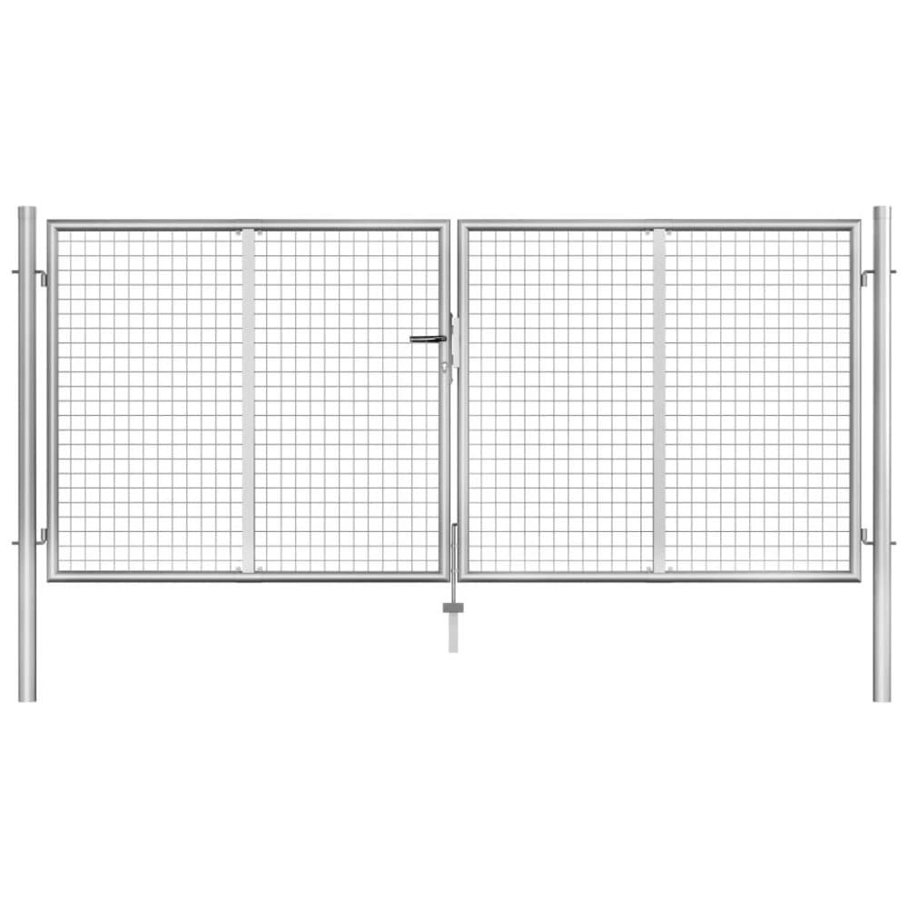 vidaXL Trädgårdsgrind galvaniserat stål 306x175 cm silver